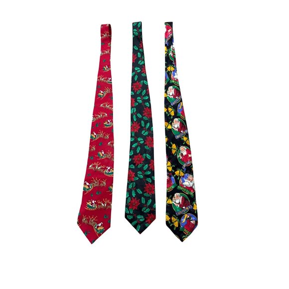 Set Of 3 Men's Vintage Christmas Ties - Picture 3 of 9